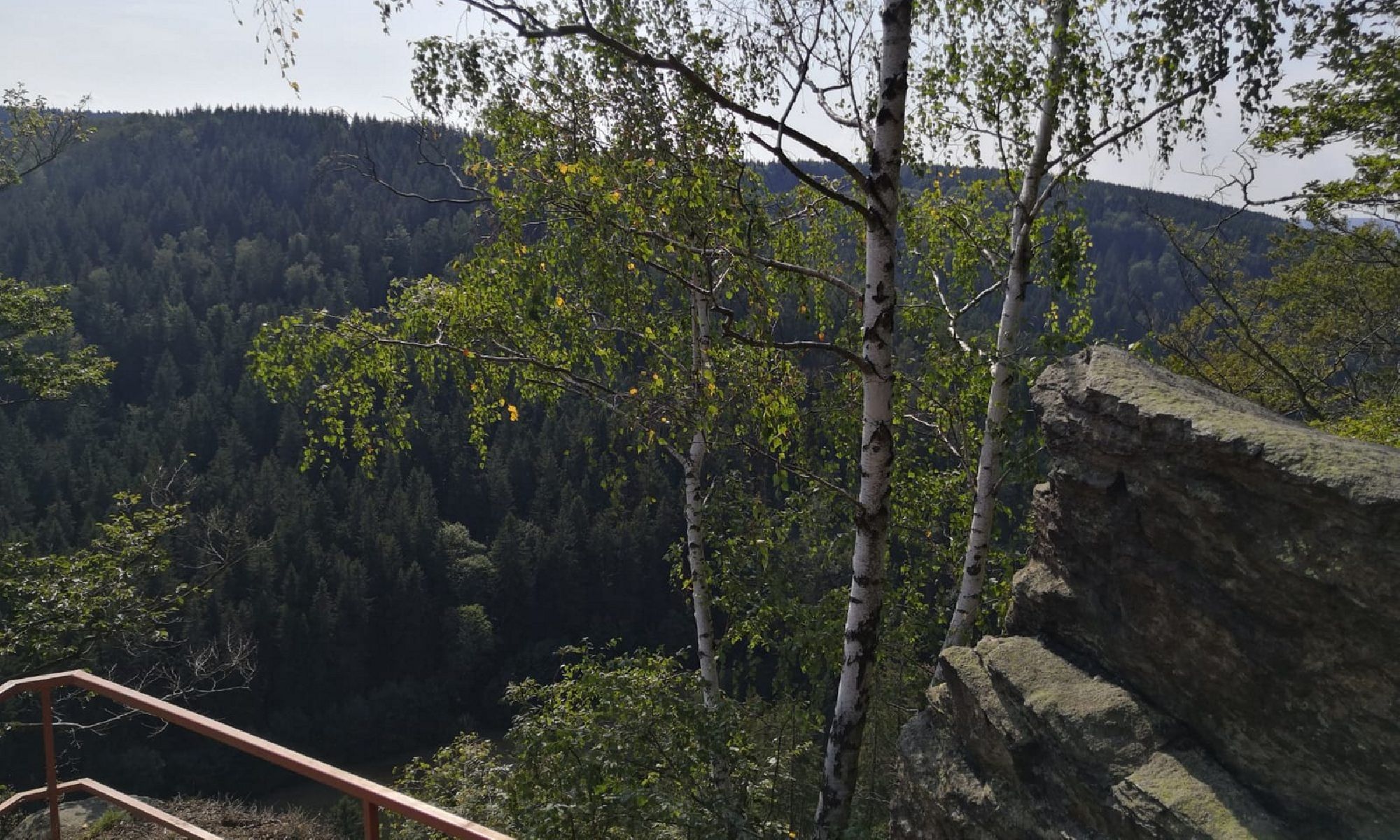 Vogeltoffelfelsen mit Blick ins Schwarzwassertal